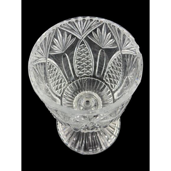 Vintage Irish Pressed Crystal Clear Glass Goblet Form Vase Pineapple Pattern - Picture 10 of 16